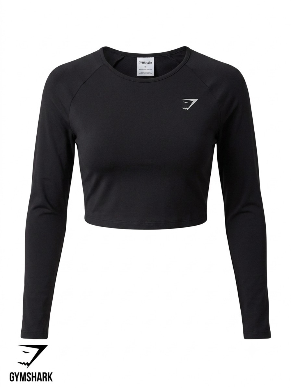 Gymshark Apex Training Mesh Long Sleeve Crop Top Shirt Womens Medium M Black Gym